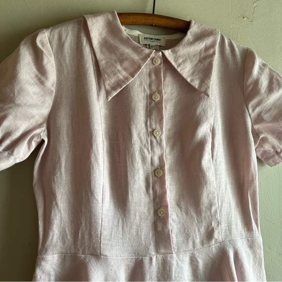 Cotton Candy Wear - Grace pink linen short sleeve dress - Picture 3 of 8